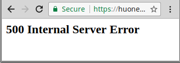 Herokun virheviesti: 500 Internal Server Error.